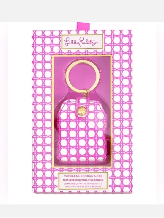 Lilly Pulitzer Other - LILLY PULITZER Wireless Airpod Case Havana Pink Caning Charging Port Access  NWT